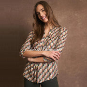 Tinta 'Leonia-A' V-Neck Top - Style 3891105 (Khaki / Multi)