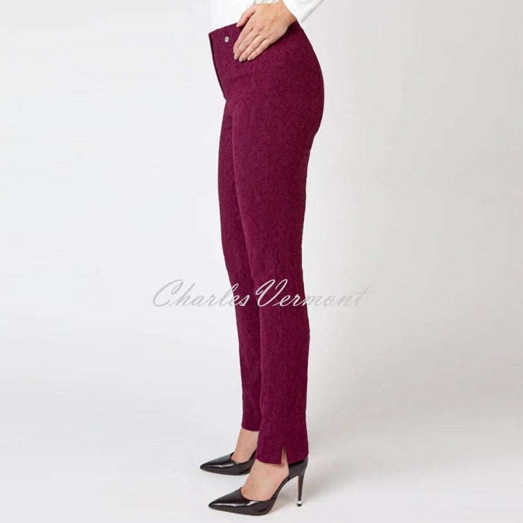 Robell Marie Full Length Trouser 51412-54145-561 (Winter Red Paisley Jacquard)