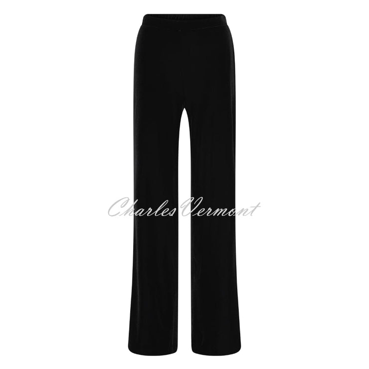 Tia Velvet Wide Leg Trouser - Style 71302-7395-90 (Black)