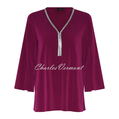 Tia Top With Diamante Neckline - Style 73035-7093-5600 (Magenta)