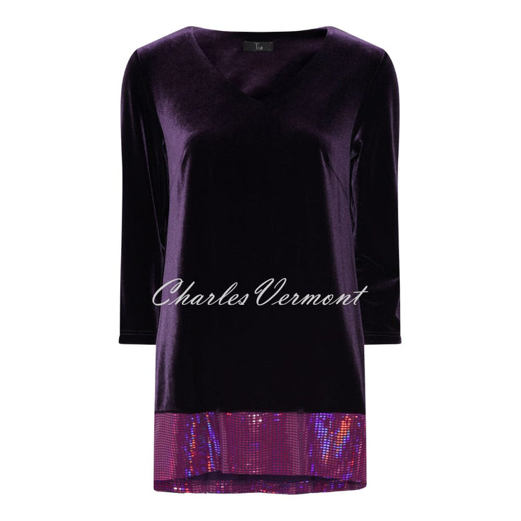 Tia V-neck Velvet Sequin Top - Style 73048-7760-58