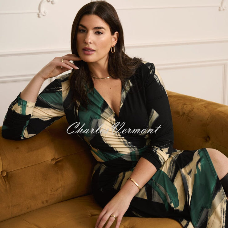 Joseph Ribkoff Abstract Print Mock Wrap Dress- Style 233127