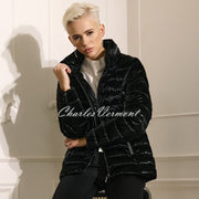 Joseph Ribkoff High Gloss Puffer Jacket with Diamante Detail - Style 233967