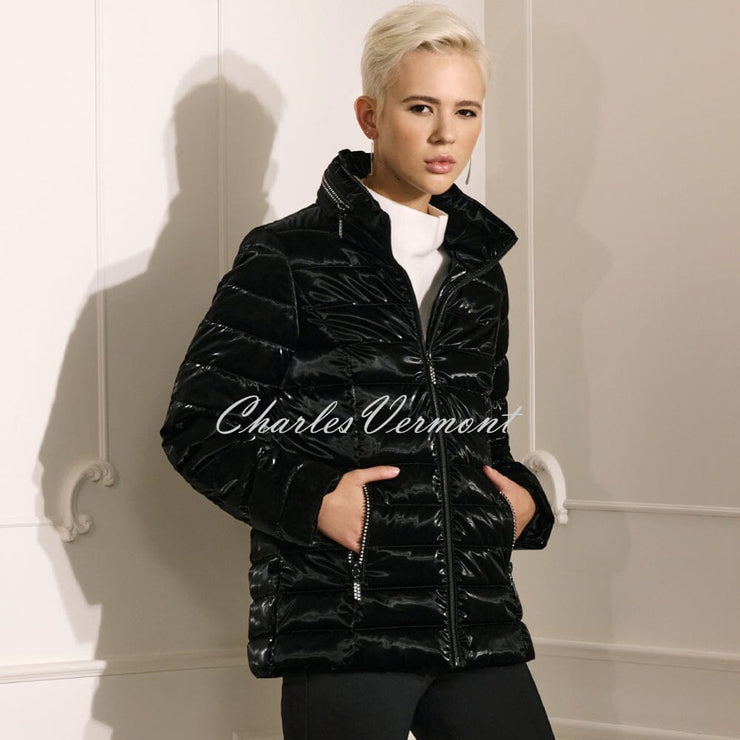 Joseph Ribkoff High Gloss Puffer Jacket with Diamante Detail - Style 233967