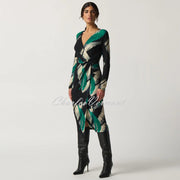 Joseph Ribkoff Abstract Print Mock Wrap Dress- Style 233127