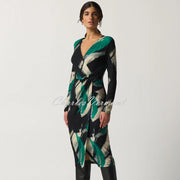 Joseph Ribkoff Abstract Print Mock Wrap Dress- Style 233127