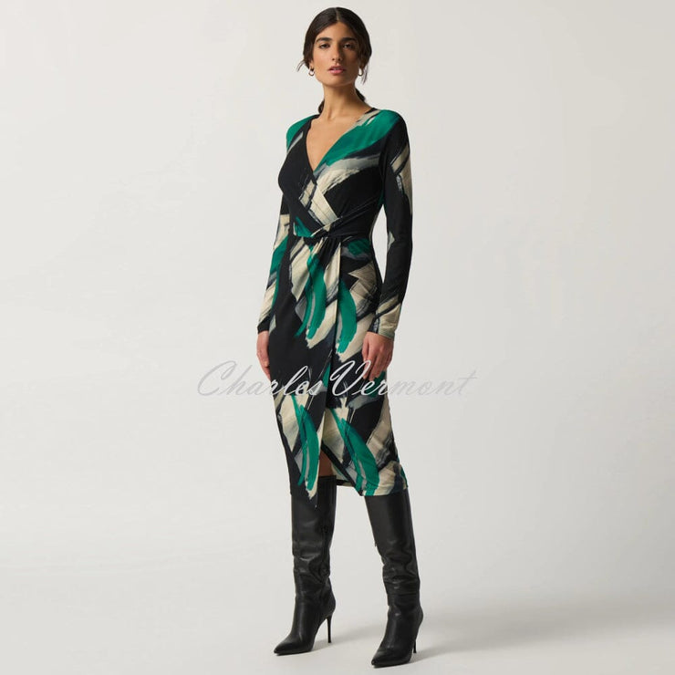 Joseph Ribkoff Abstract Print Mock Wrap Dress- Style 233127