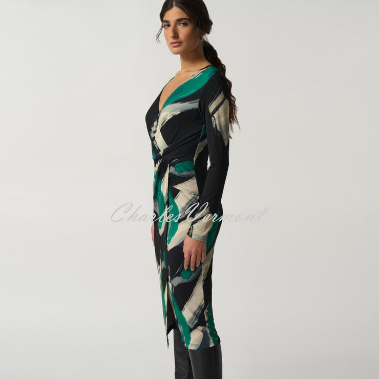 Joseph Ribkoff Abstract Print Mock Wrap Dress- Style 233127