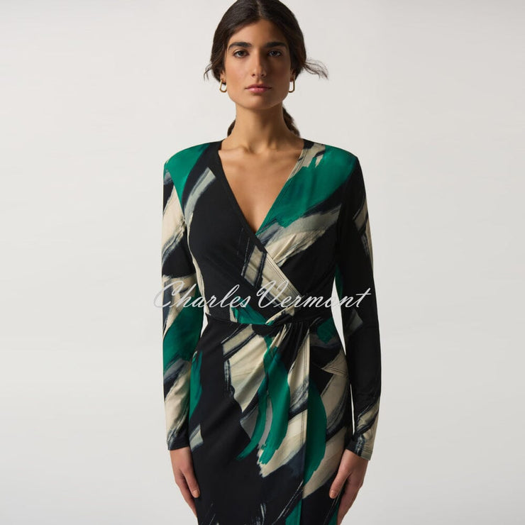 Joseph Ribkoff Abstract Print Mock Wrap Dress- Style 233127