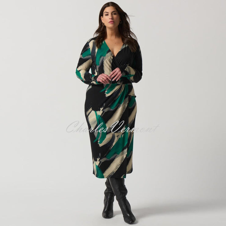 Joseph Ribkoff Abstract Print Mock Wrap Dress- Style 233127
