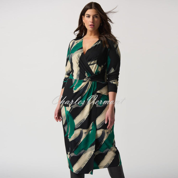 Joseph Ribkoff Abstract Print Mock Wrap Dress- Style 233127