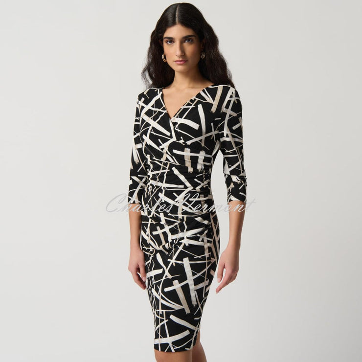 Joseph Ribkoff Abstract Print Mock Wrap Dress - Style 233307