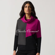 Joseph Ribkoff Colour-Block Cowl Neck Sweater Top - Style 233954