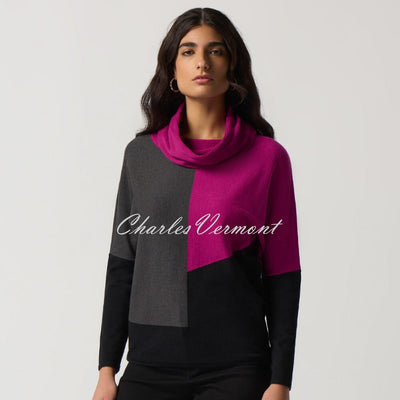 Joseph Ribkoff Colour-Block Cowl Neck Sweater Top - Style 233954