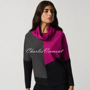 Joseph Ribkoff Colour-Block Cowl Neck Sweater Top - Style 233954