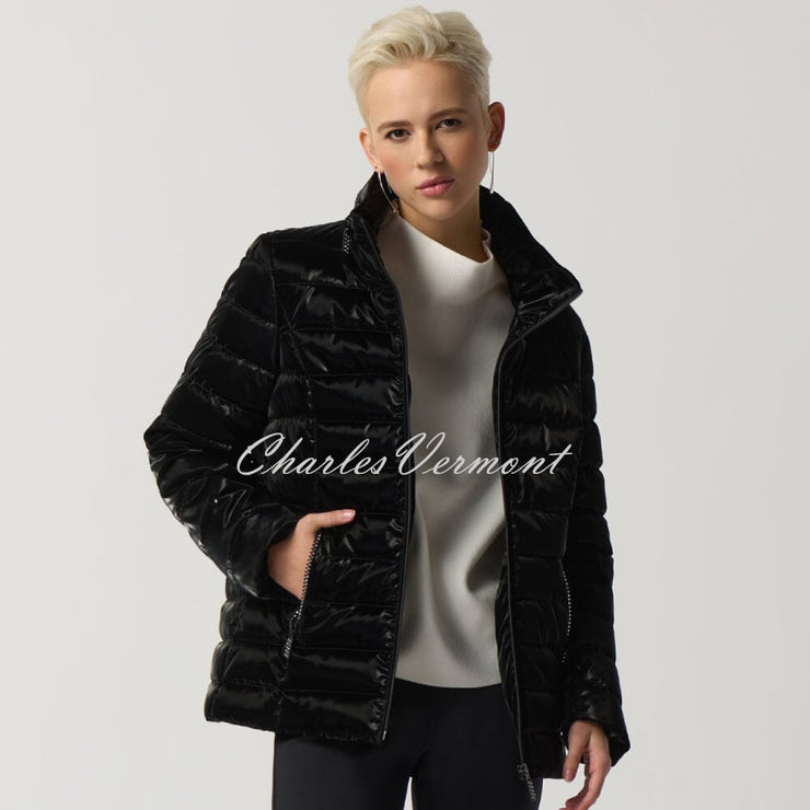 Joseph Ribkoff High Gloss Puffer Jacket with Diamante Detail - Style 233967