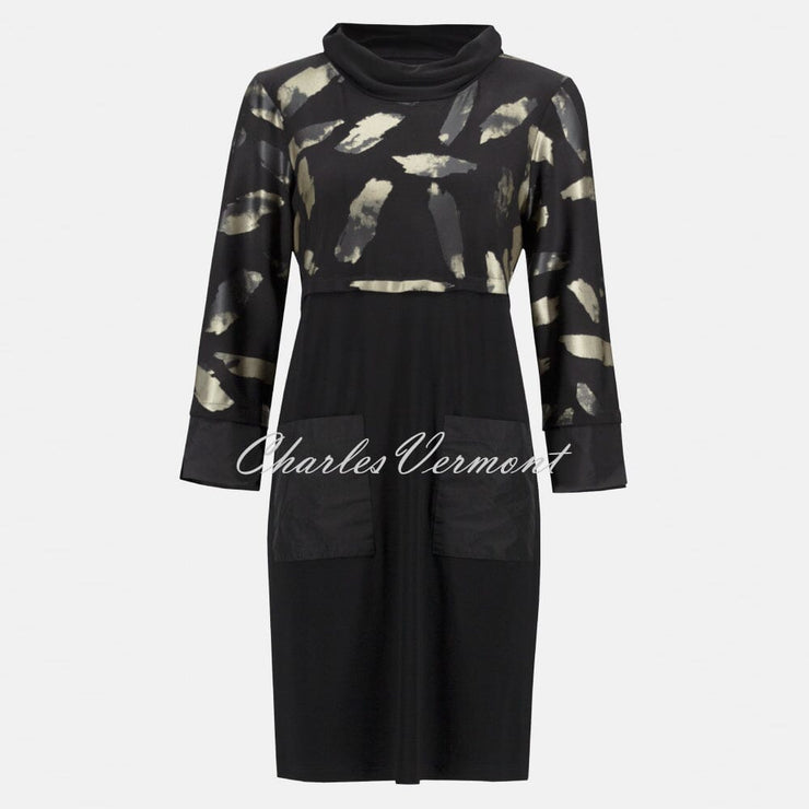 Joseph Ribkoff Abstract Metallic Print Cocoon Dress - Style 234100