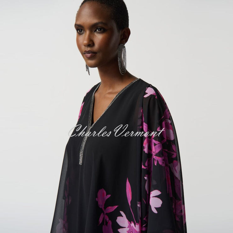 Joseph Ribkoff Floral Top with Diamante Neckline - Style 234199