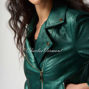 Joseph Ribkoff Metallic Faux Leather Biker Jacket - Style 234092