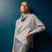 Joseph Ribkoff Studded Cowl Neck Sweater - Style 234909