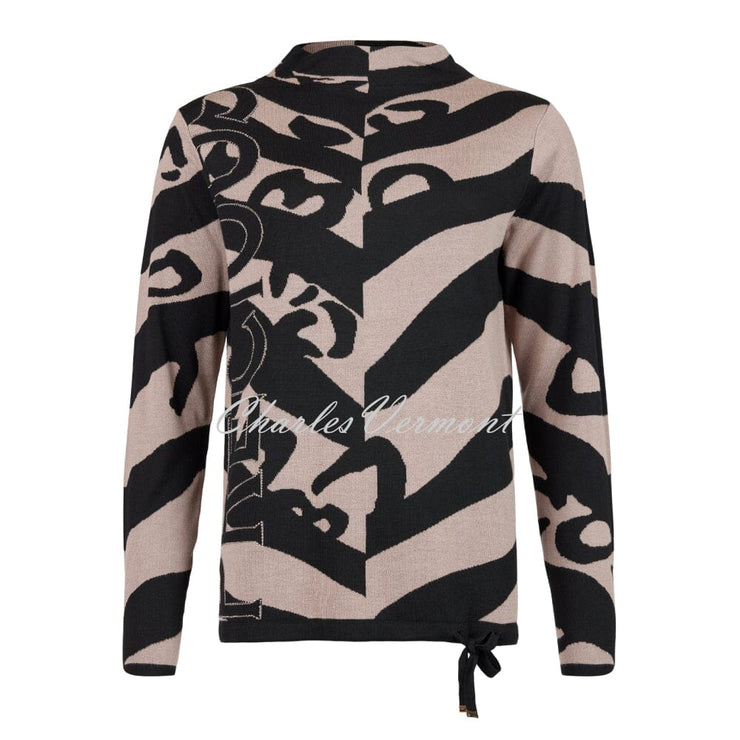 I'cona Abstract Animal Print Sweater With Drawstring Hem - Style 64230-60002-15