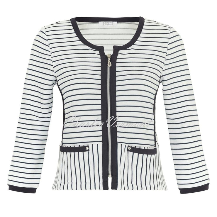 Dolcezza 'Ocean Breeze' Striped Collarless Jacket - Style 24106