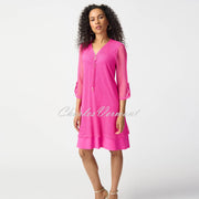 Joseph Ribkoff Mesh V-neck Dress - Style 241115 (Ultra Pink)