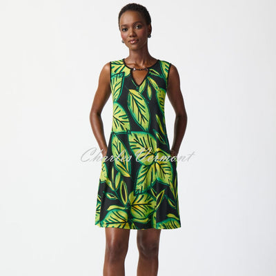 Joseph Ribkoff Tropical Leaf Print Sleeveless Dress - Style 241119