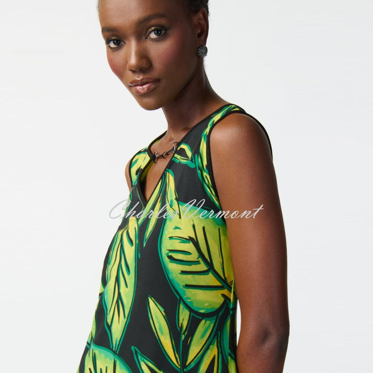 Joseph Ribkoff Tropical Leaf Print Sleeveless Dress - Style 241119