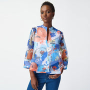 Joseph Ribkoff Face Print Organza Swing Jacket - Style 241191