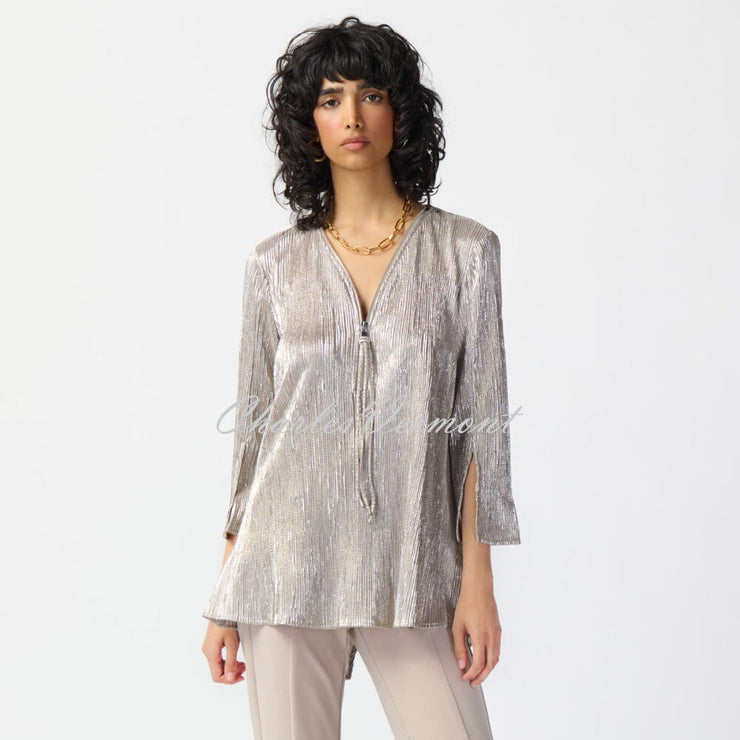 Joseph Ribkoff Shimmer V-neck Zip Tunic Top - Style 241237