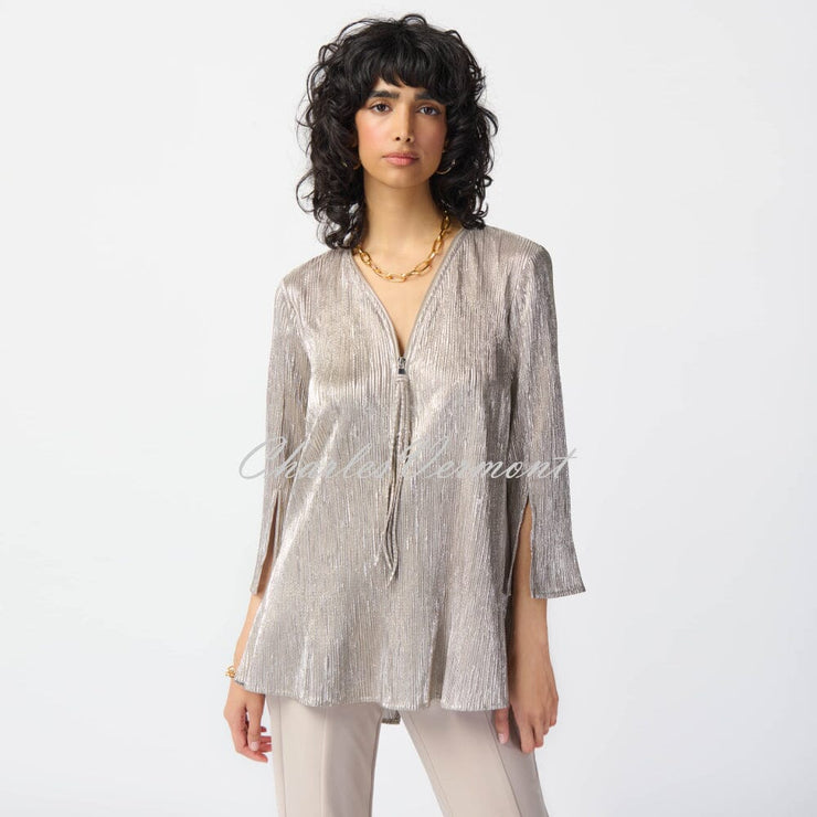 Joseph Ribkoff Shimmer V-neck Zip Tunic Top - Style 241237