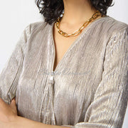 Joseph Ribkoff Shimmer V-neck Zip Tunic Top - Style 241237