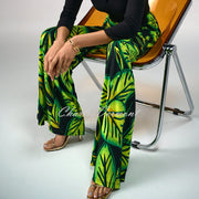 Joseph Ribkoff Tropical Leaf Print Wide-Leg Trouser - Style 241288