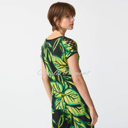 Joseph Ribkoff Tropical Leaf Print Top With Lattice Shoulder Detail - Style 241244