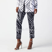 Joseph Ribkoff Geometric Print Trousers - Style 241271 (Midnight Blue / Vanilla)