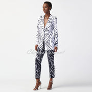 Joseph Ribkoff Geometric Print Blazer Jacket - Style 241034 (Vanilla / Midnight Blue)