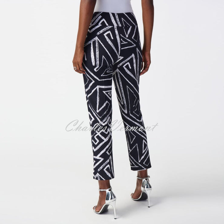 Joseph Ribkoff Geometric Print Trousers - Style 241271 (Midnight Blue / Vanilla)