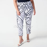 Joseph Ribkoff Geometric Print Trouser - Style 241271 (Vanilla / Midnight Blue)