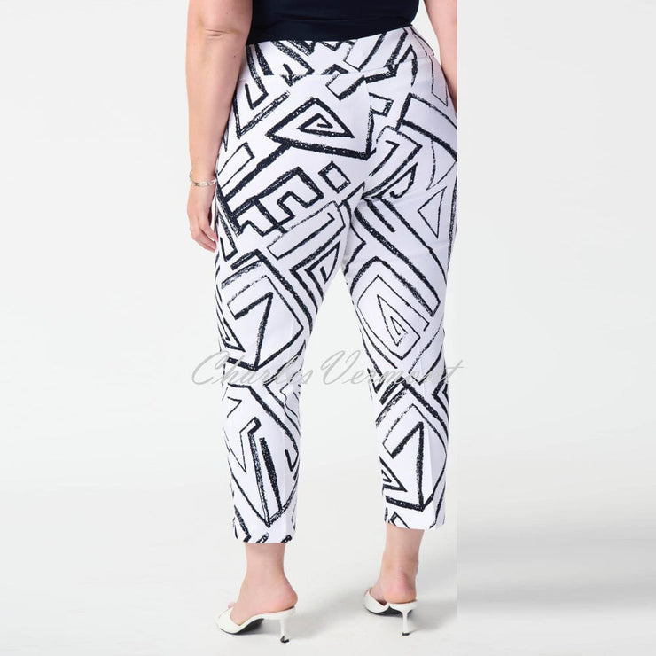 Joseph Ribkoff Geometric Print Trouser - Style 241271 (Vanilla / Midnight Blue)