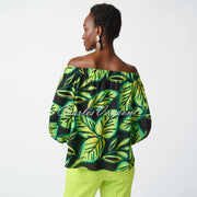 Joseph Ribkoff Tropical Leaf Print Off-The-Shoulder Top - Style 241277