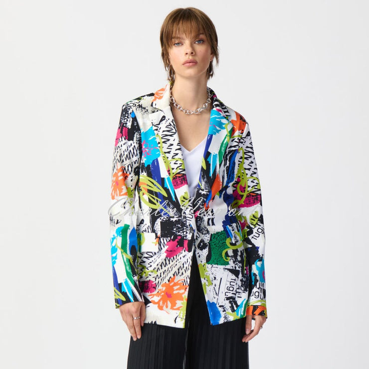Joseph Ribkoff Abstract Print Longline Blazer Jacket - Style 241302