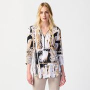 Joseph Ribkoff Abstract Print Zip Tunic Top - Style 241310