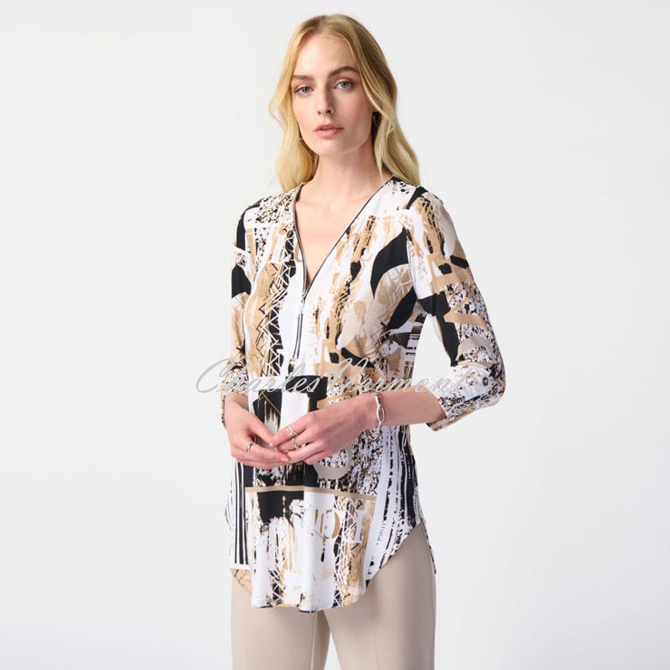 Joseph Ribkoff Abstract Print Zip Tunic Top - Style 241310