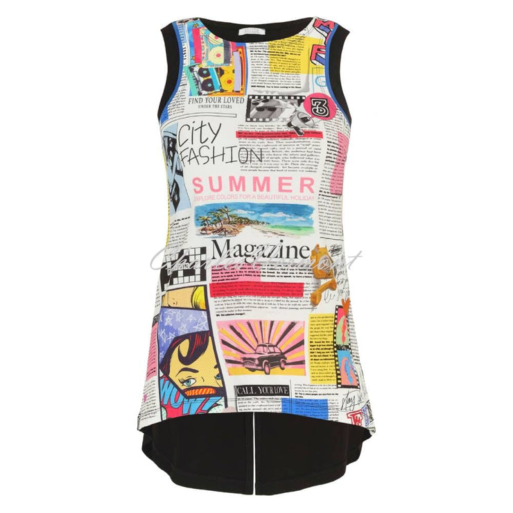 Dolcezza Newspaper Print Sleeveless Top - Style 24150