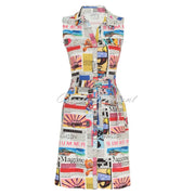 Dolcezza Newspaper Print Sleeveless Shirt Dress - Style 24153
