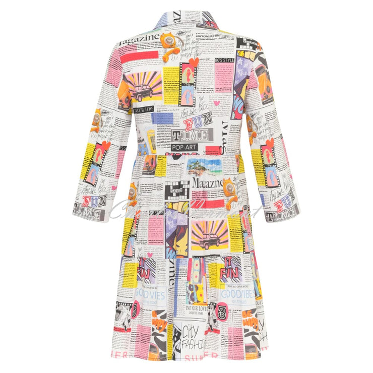 Dolcezza Newspaper Print Tiered Dress - Style 24155