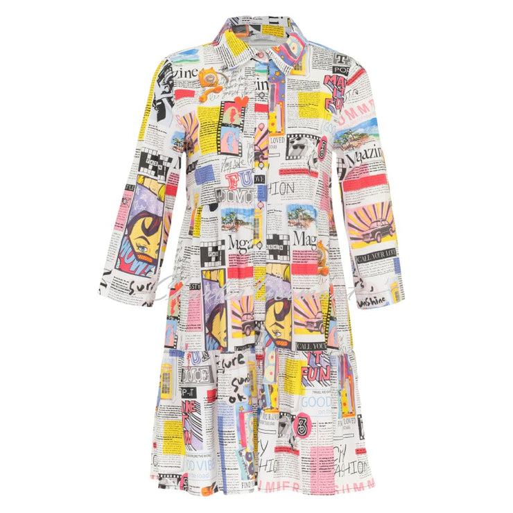 Dolcezza Newspaper Print Tiered Dress - Style 24155