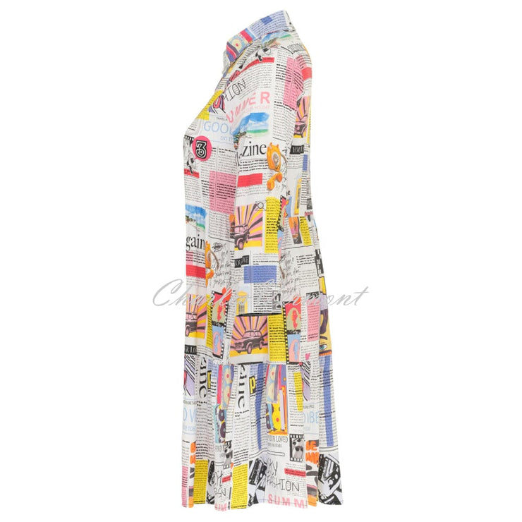 Dolcezza Newspaper Print Tiered Dress - Style 24155