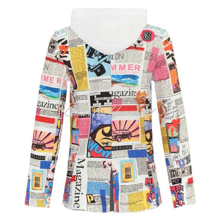 Dolcezza Newspaper Print Hooded Blazer Jacket - Style 24157